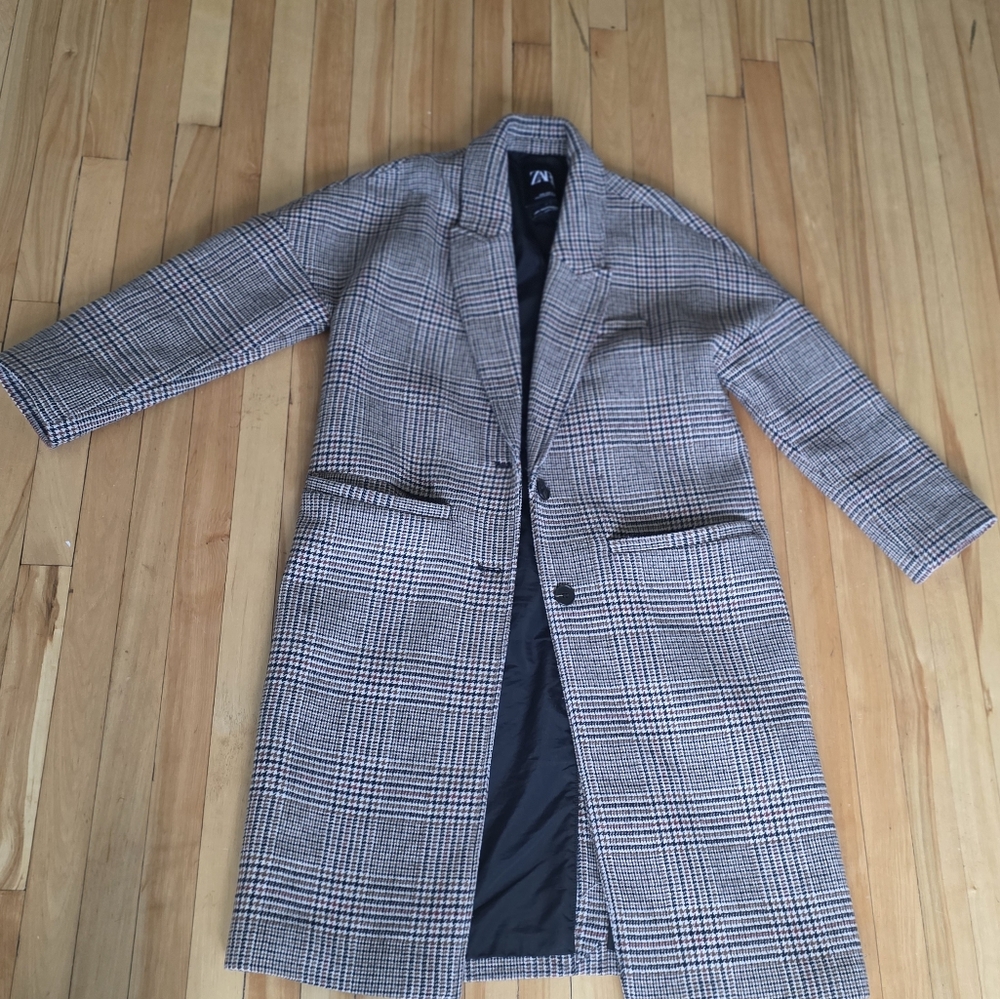 Zara Brown Plaid Coat